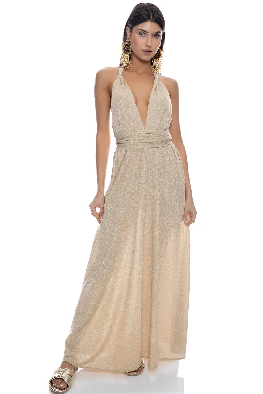 COSITA BUENA - Convertible Maxi Dress • Gold Rush