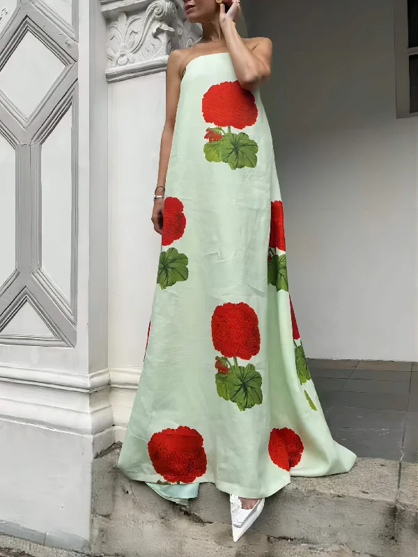 Geranium Floral Stylish Print Maxi Dress