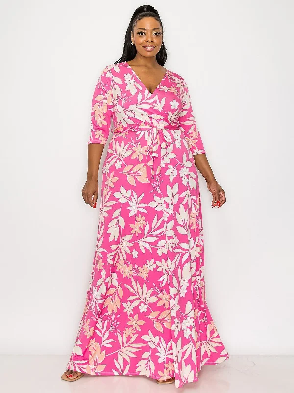 Signature Plus Size Maxi Dress in Pink Blossom