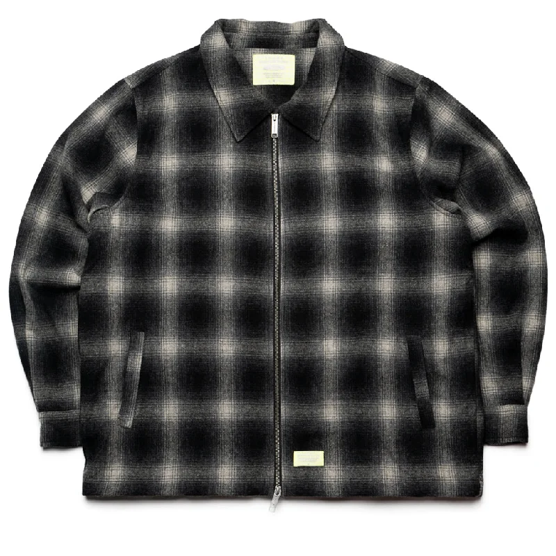 Supervsn Shadow Plaid Zip Work Jacket - White/Black