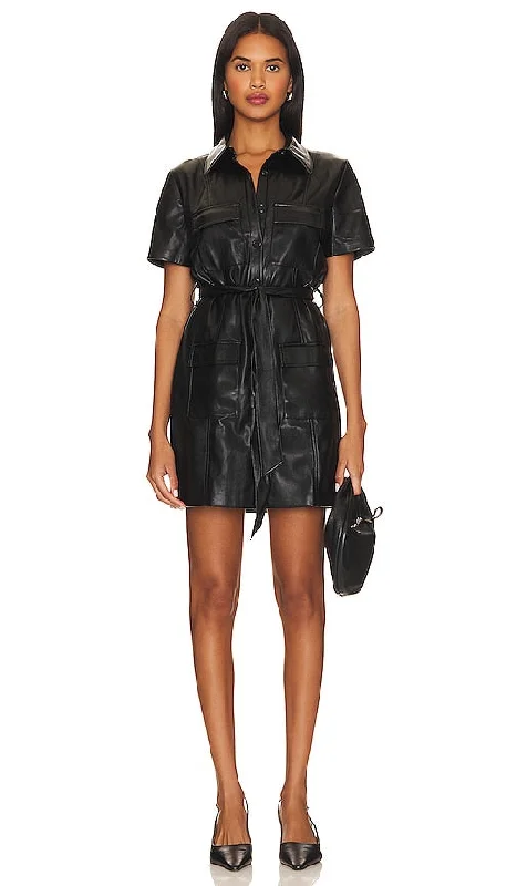 Amanda Uprichard Short Sleeve Greyson Mini Dress in Black