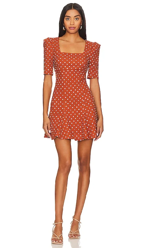 BCBGeneration Puff Sleeve Mini Dress in Rust