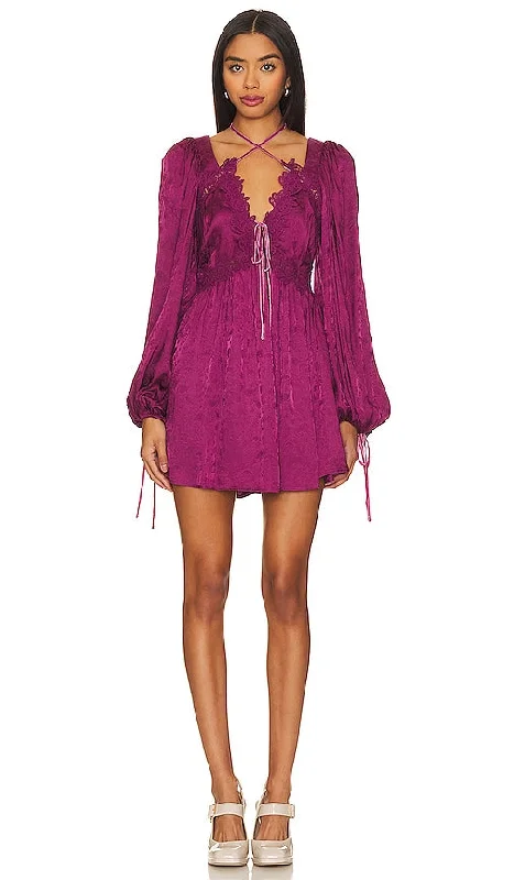 For Love & Lemons Henley Mini Dress in Purple