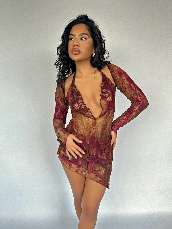 Maroon Molasses Mini Dress