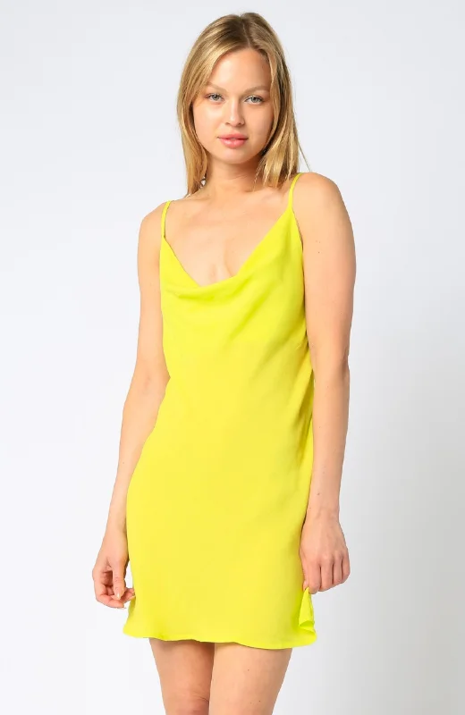 Neon Cowl Neck Mini Dress