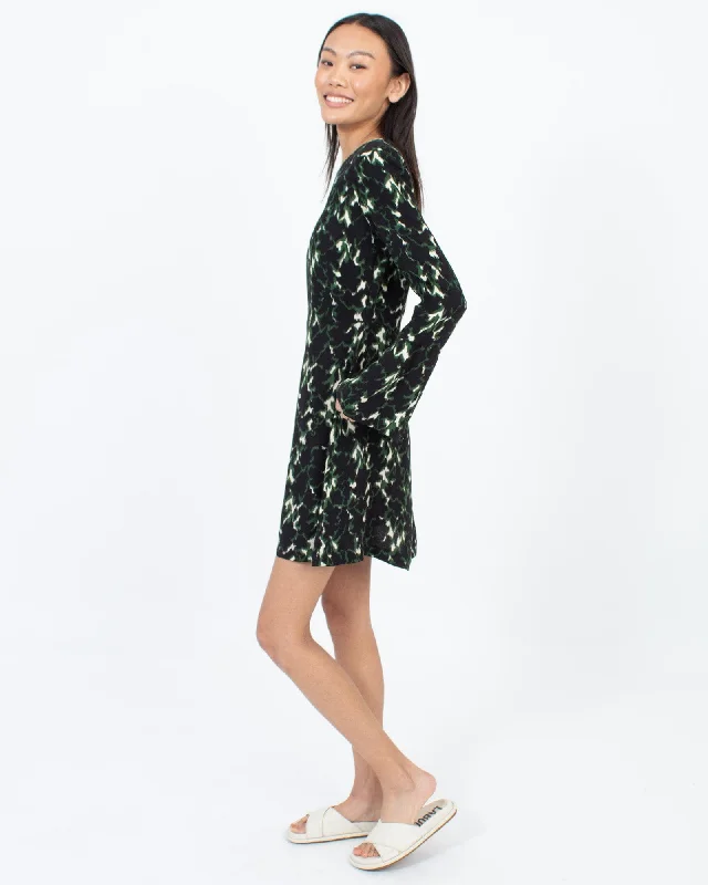 Printed Long Sleeve Mini Dress