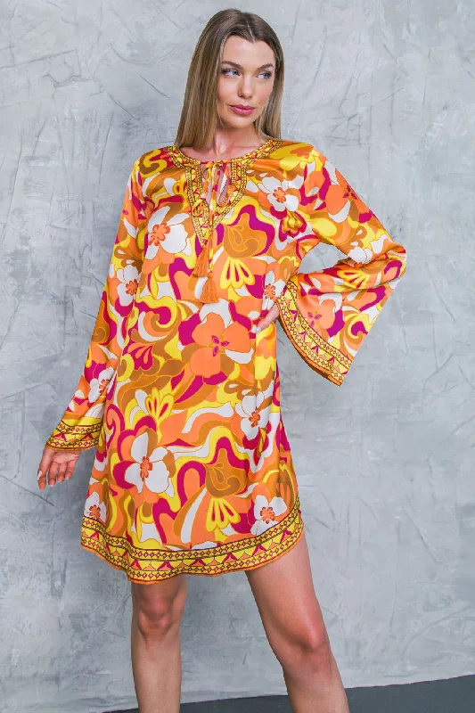 Retro Big Flower Mini Dress