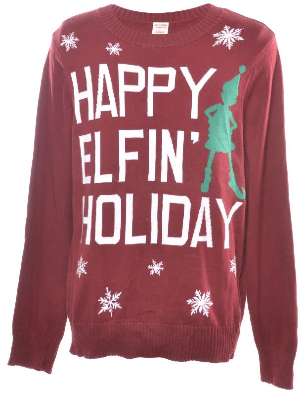 Plum Christmas Jumper - L