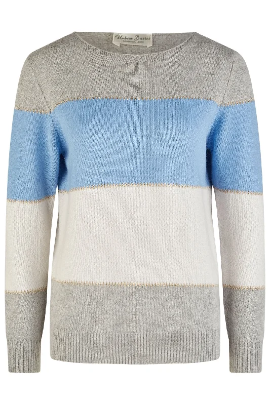 Barbara Lebek Stripe Jumper Boat Neck Stone Blue 27650042