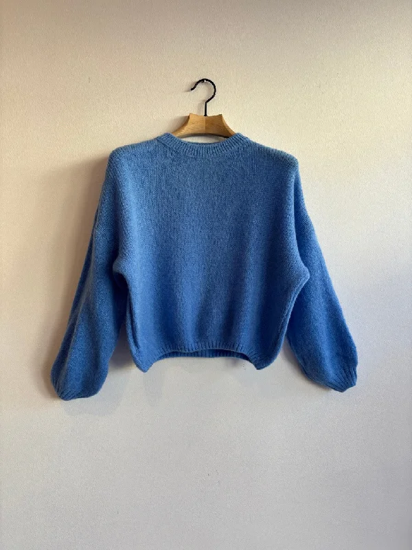 Cornflower Blue Mohair Balloon Sleeve Jumper