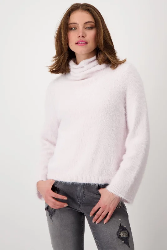 Monari 807952 Rosy Pink 411 Plush Polo Neck 7/8 Sleeves Jumper