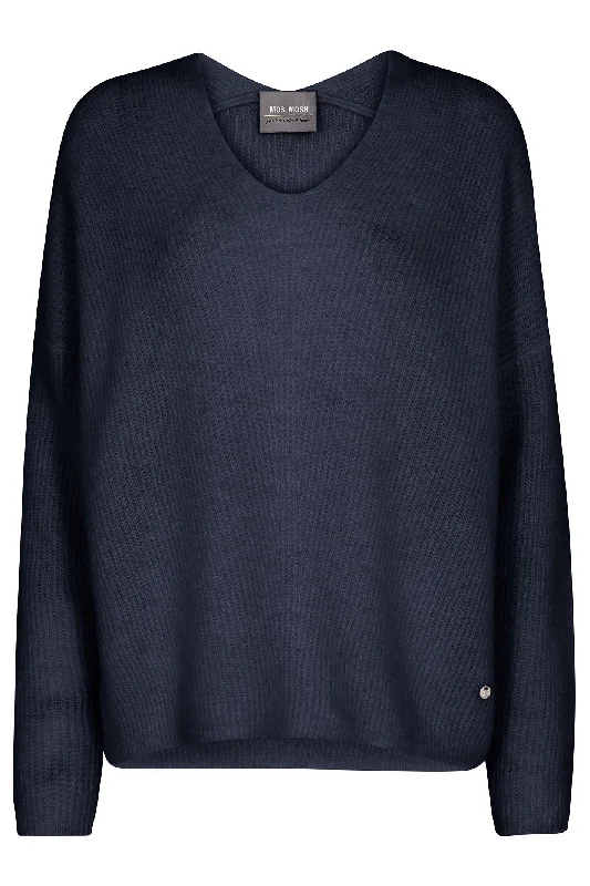 Mos Mosh 153900 Salute Navy Thora V-Neck Knit Jumper