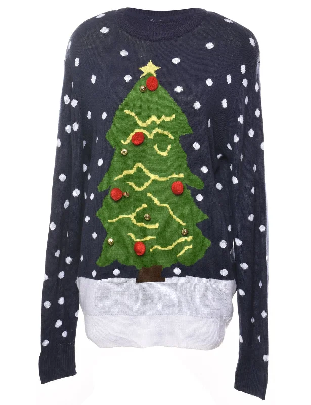 Navy Christmas Jumper - L