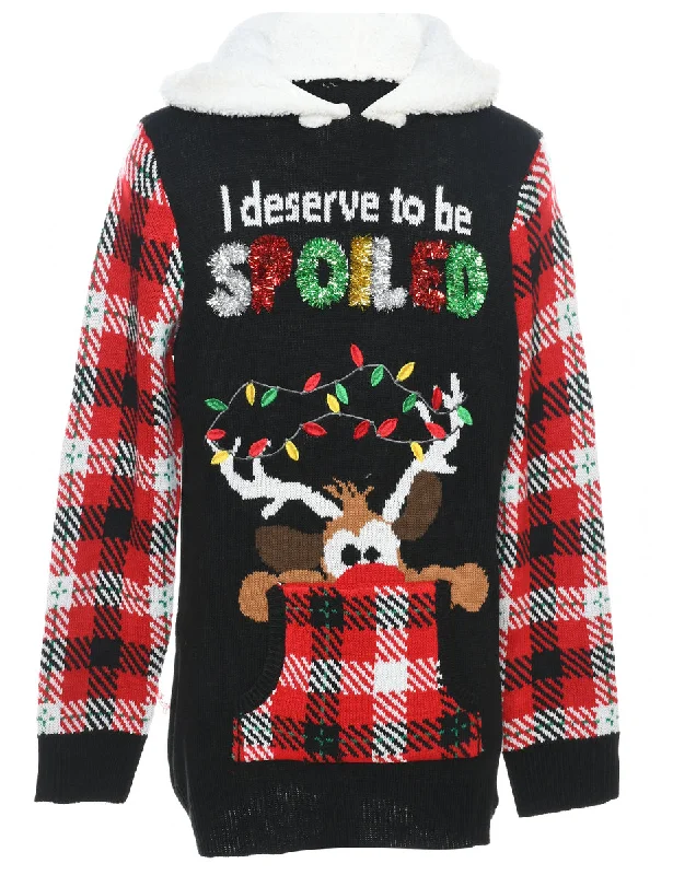 Reindeer Design Festive Christmas Jumper - L