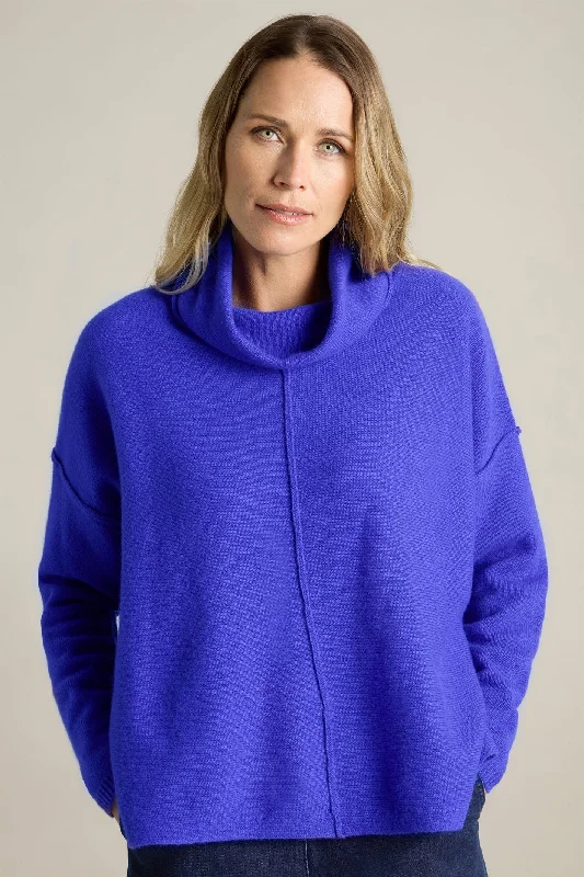 Sahara GOK6033-EFM Cobalt Cashmere Blend Yarn Cowl Neck Jumper