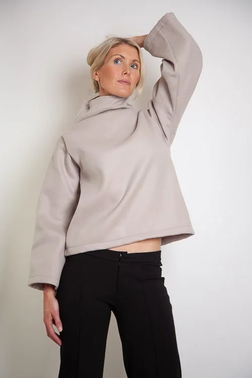 Tahli Jumper Straight Sleeves - Rose Ecru Wool Melton