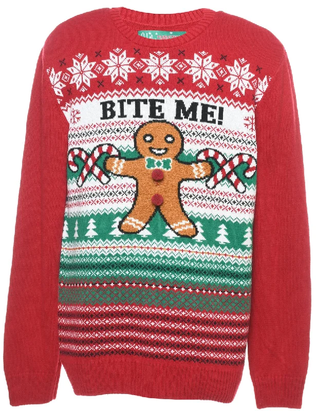 Teddy Bear Design Christmas Jumper - L