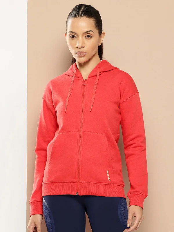 Alcis Women Red Hooded Sweatshirt