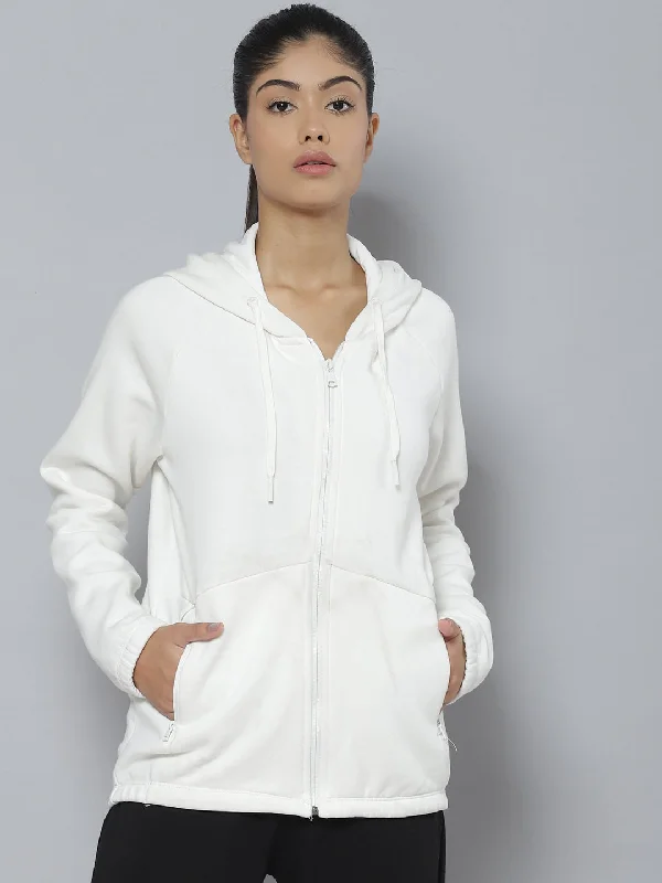 Alcis Women White Hooded Sweatshirt