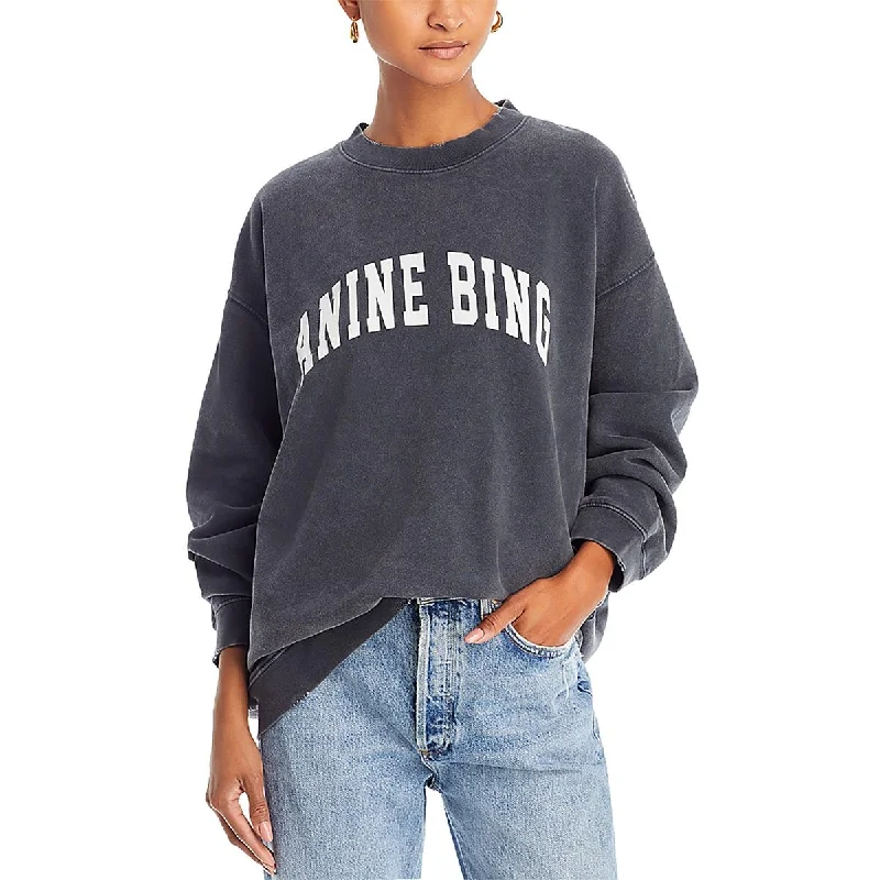 Anine Bing Womens Cotton Crewneck Sweatshirt