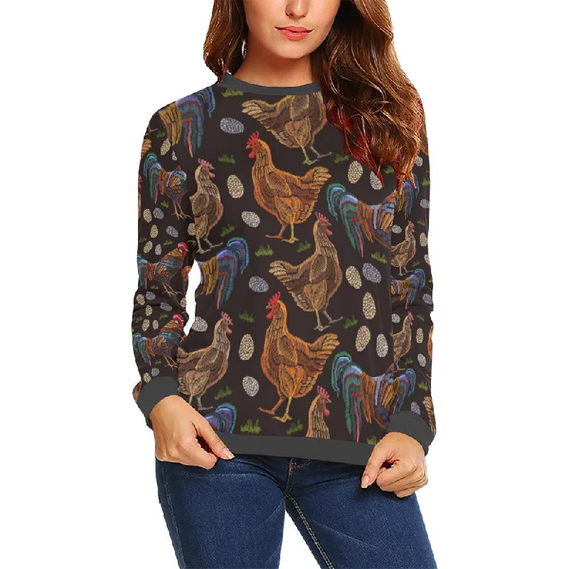 Hen Farm Chicken Eggs Pattern Print Women's Sweatshirt