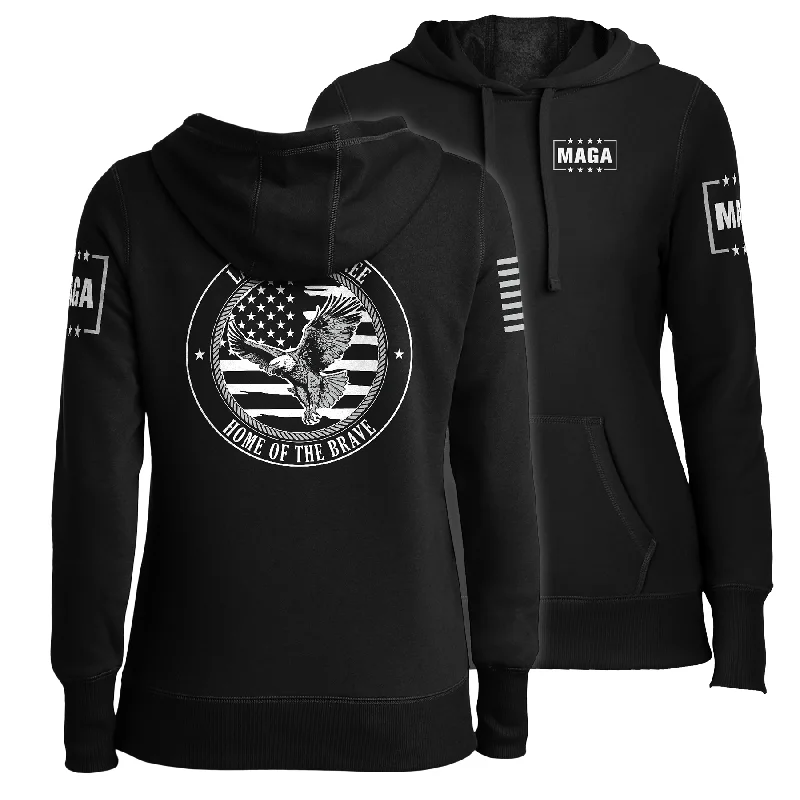 Land of the Free Home of the Brave Eagle Ladies Hoodie