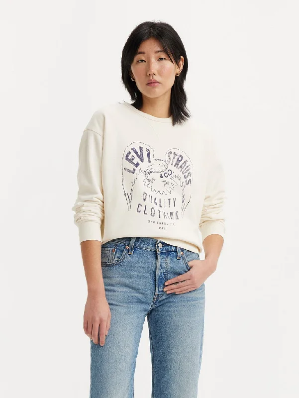 LEVI'S WOMEN'S GRAPHIC SIGNATURE CREWNECK SWEATSHIRT CREW LEVIS EAGLE EGRET