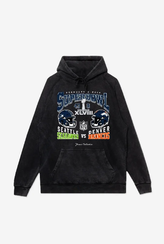 Super Bowl XLVIII: Seattle Seahawks vs. Denver Broncos Stonewashed Hoodie - Black