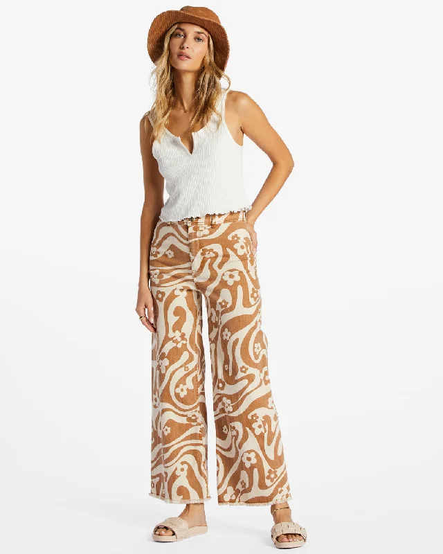 Free Fall Print High-Waist Pants - Cider