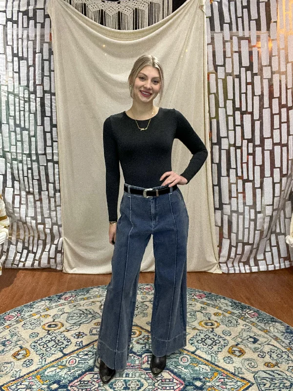 Front Line Dark Denim Wide Leg Pants