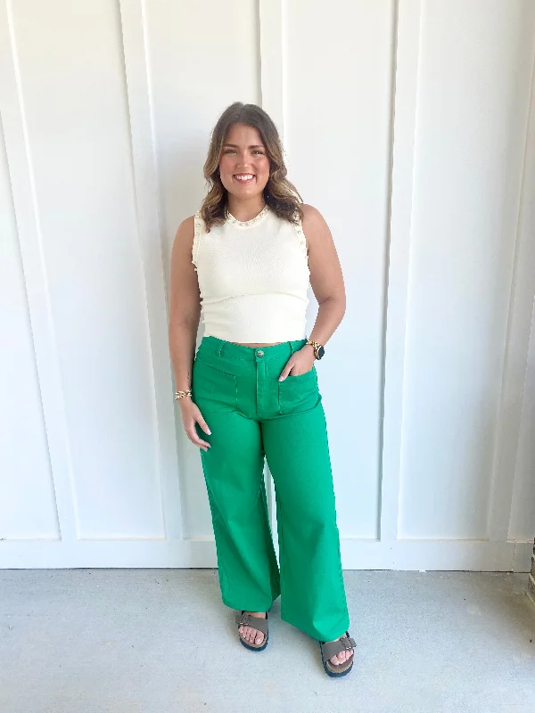 Green Front Pocket Pant