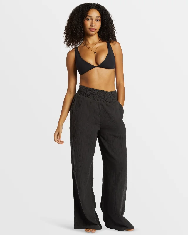 New Waves Wide Leg Beach Pants - Black Sands