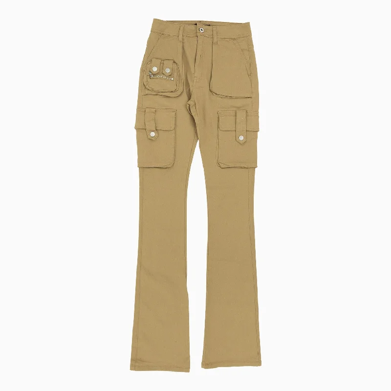 Women's Twill Cargo Pockets Stacked Pant