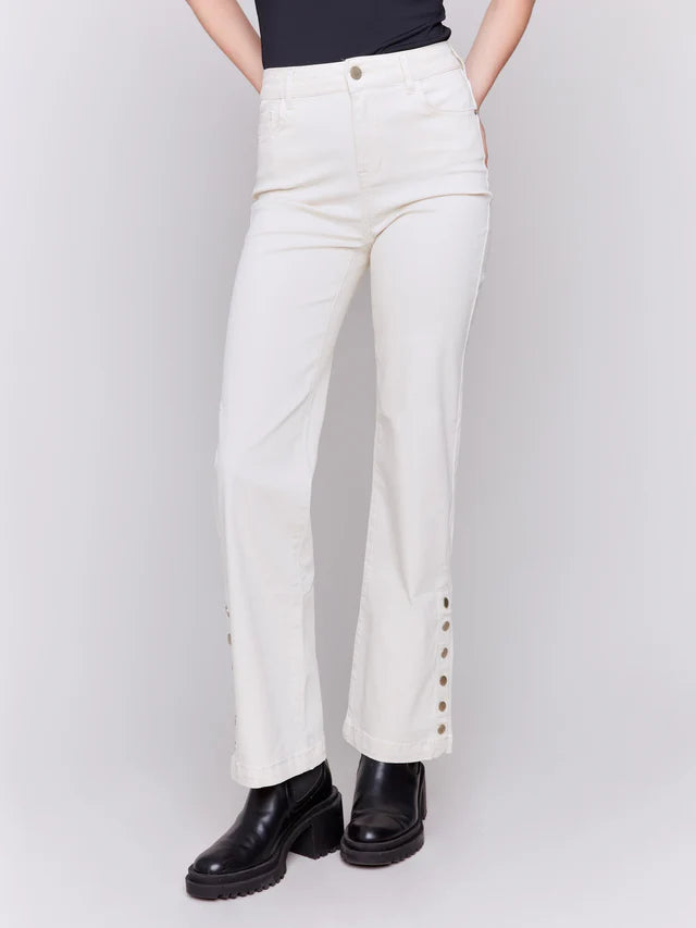 Side Button Flare Leg Pant