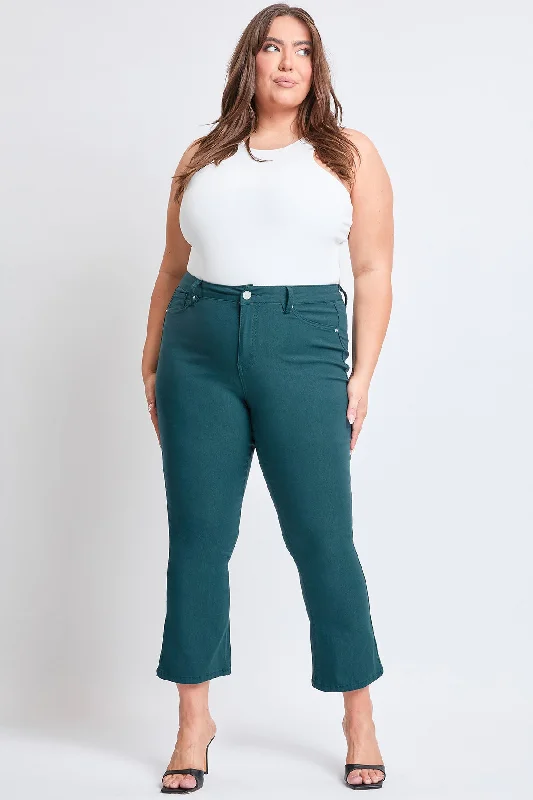 Women´s Plus Hyperstretch Cropped Kick Flare Pants, Blue Steel