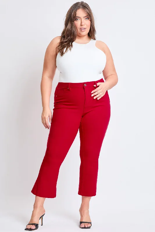 Women´s Plus Hyperstretch Cropped Kick Flare Pants, Ruby Red