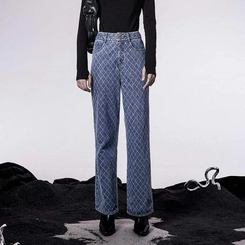 Women's Grunge Diamond Denim Pants