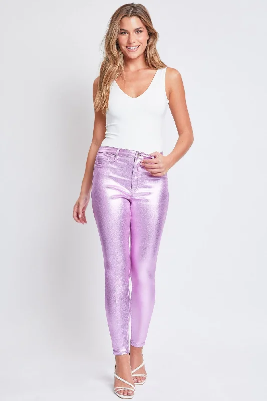 Women's  Metallic Hyperstretch Skinny Pants, Lavender