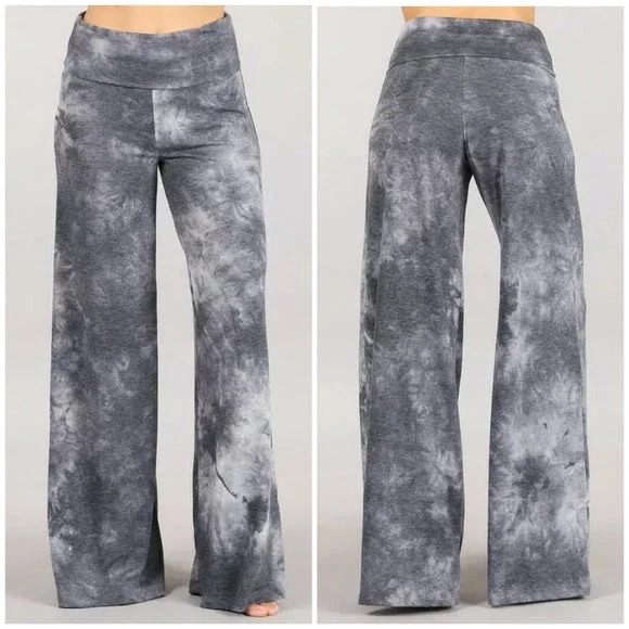 Gray Boho Wide Leg Relaxed Palazzo Lounge Pants Womens Casual