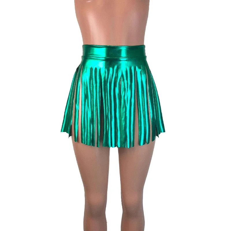 Fringe Skirt - Green Metallic