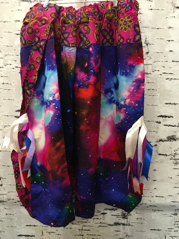 Handmade Galaxy & Magenta Beaded Blackfoot w/ Bag Trim Ribbon Skirt