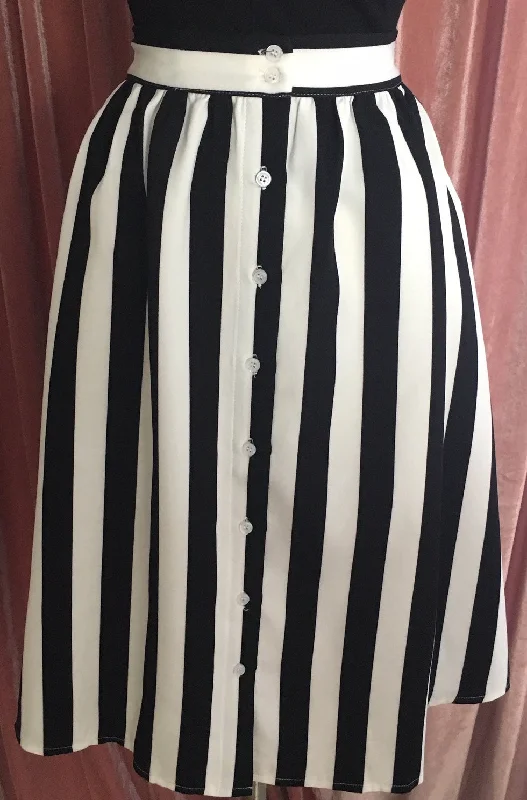 "It's Showtime" Black & White Striped Swing Skirt