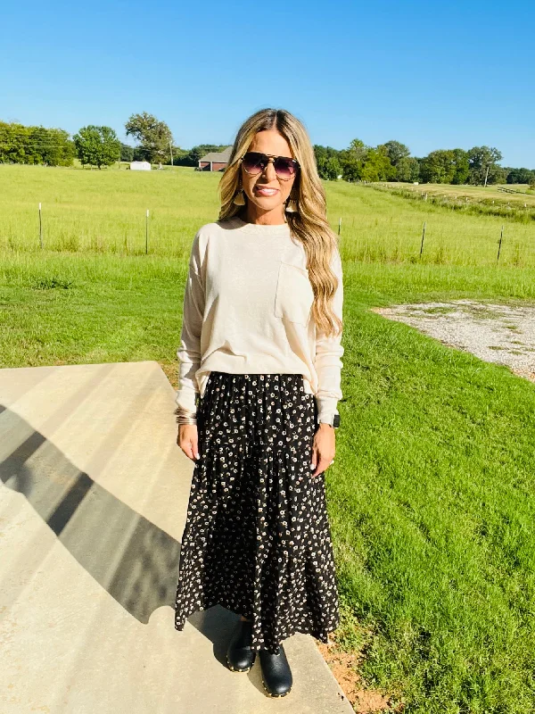 MODERN MAXI SKIRT-BLACK--FLASH SALE