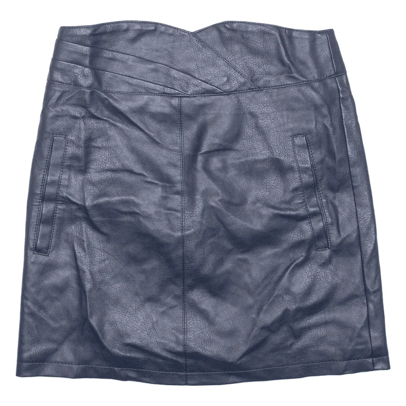 VERA MODA Faux Leather Womens Straight Skirt Blue Short S