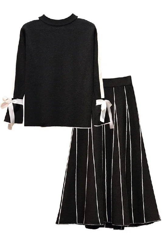 Indre Black & White Blouse and Skirt Set